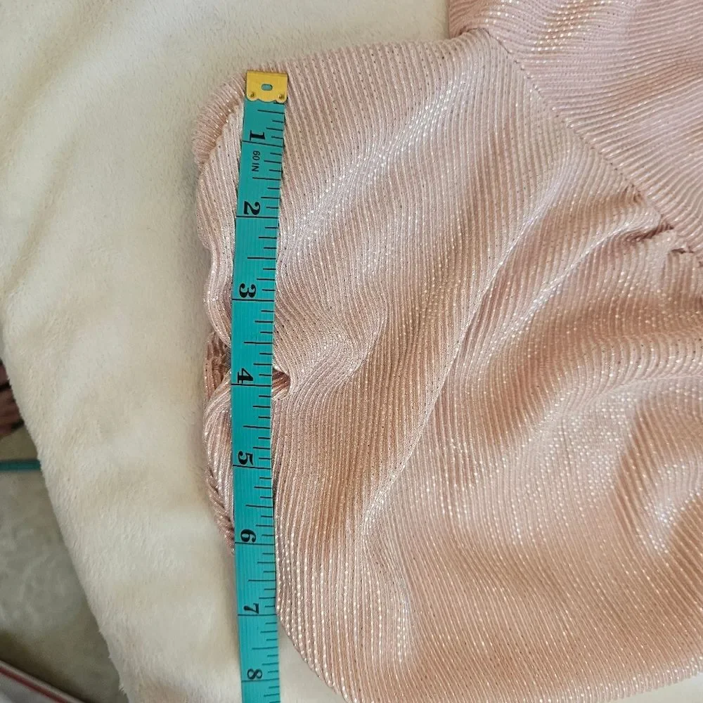 Hudson Gray Faux Wrap Top Women Sz M Glitter Shimmer Pink Balloon Sleeves